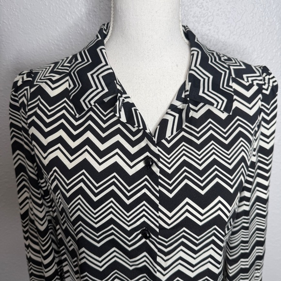 Missoni For Target Women's‎ Black & White Chevron Long Sleeve Blouse -cp - Picture 4 of 10